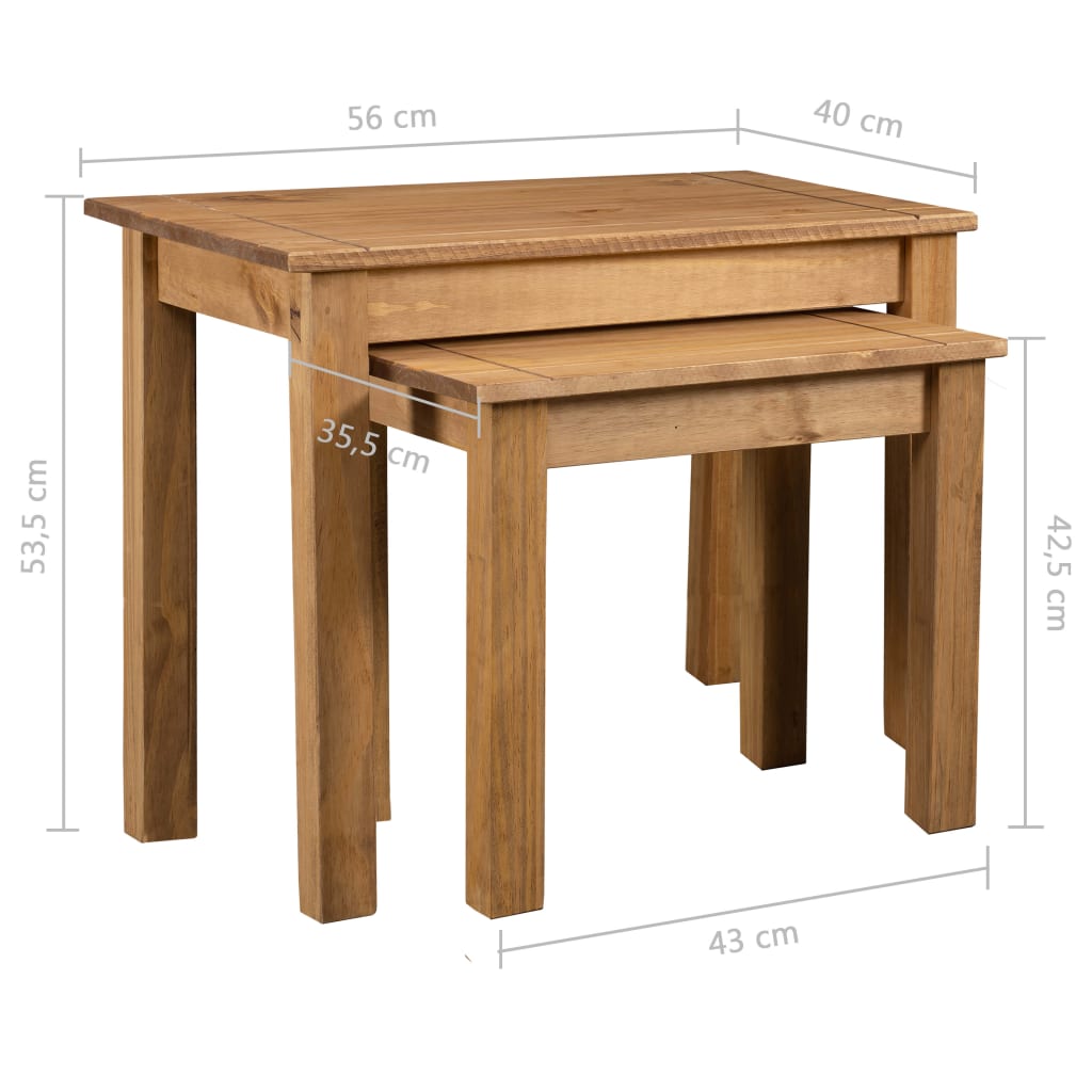 Nesting Tables 2 pcs Solid Pine Wood Panama Range