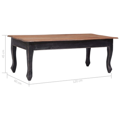 Coffee Table Black 120x60x45 cm Solid Mahogany Wood