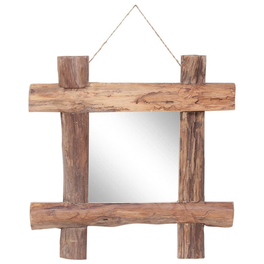 Log Mirror Natural 50x50 cm Recycled Teak Wood