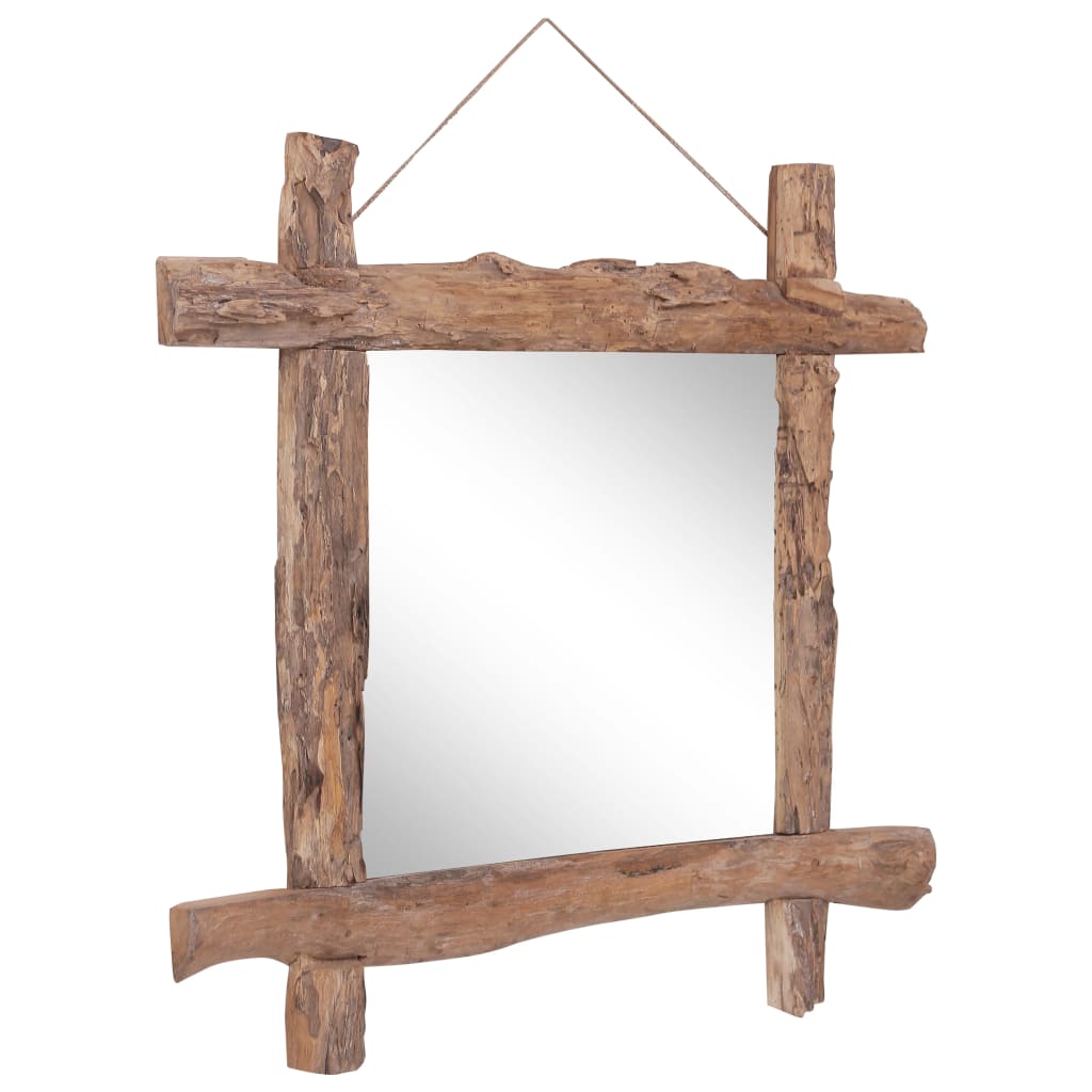 Log Mirror Natural 70x70 cm Recycled Teak Wood