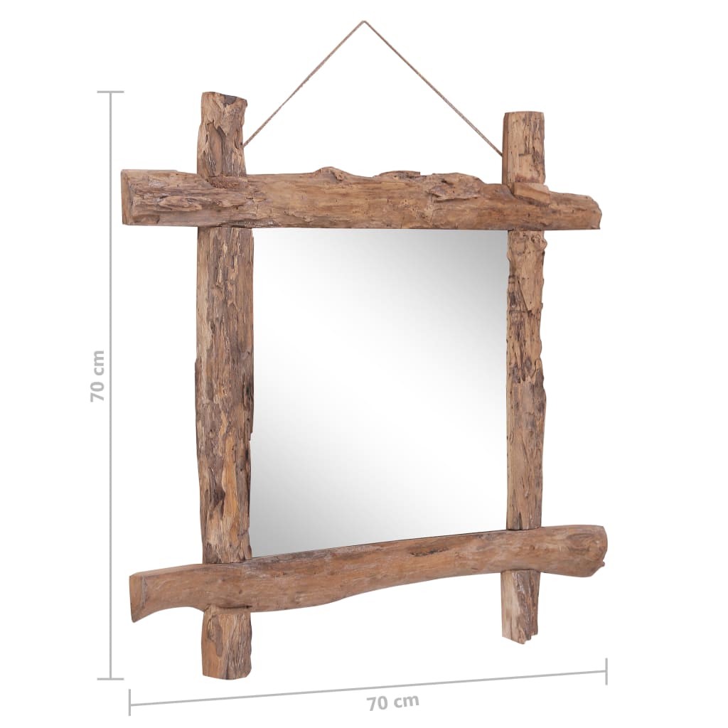 Log Mirror Natural 70x70 cm Recycled Teak Wood