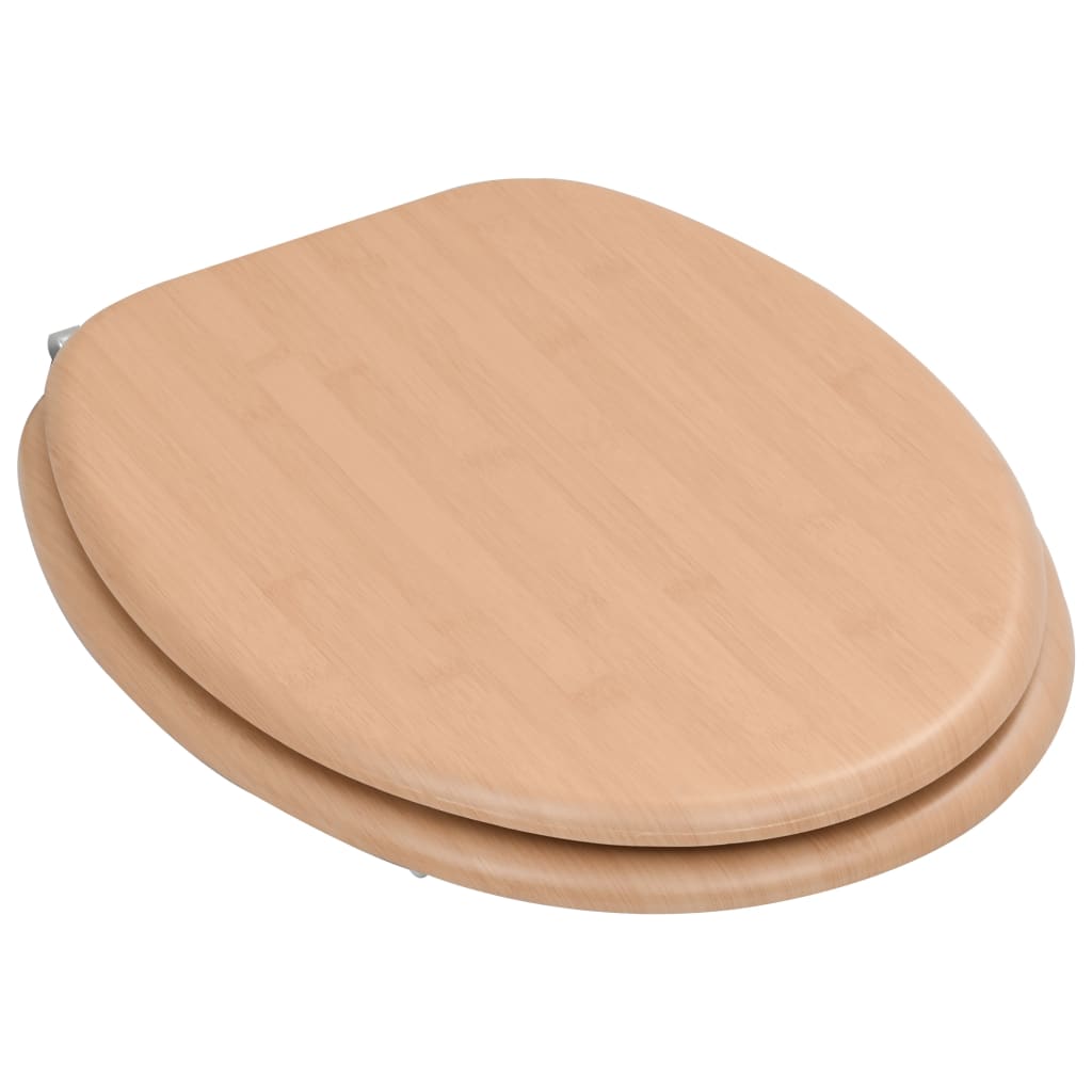 WC Toilet Seats 2 pcs with Lids MDF Bamboo Design