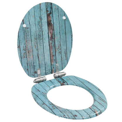 WC Toilet Seats 2 pcs with Soft Close Lids MDF Old Wood Design