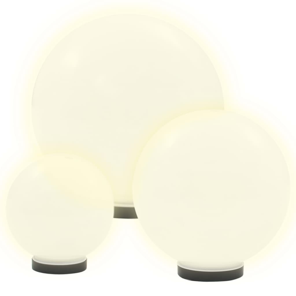 6 Piece LED Bowl Lamp Set Spherical 20/30/40 cm PMMA