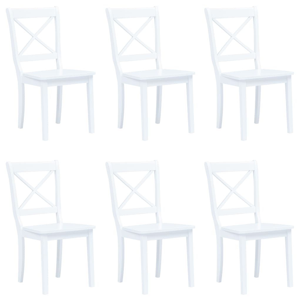 Dining Chairs 6 pcs White Solid Rubber Wood