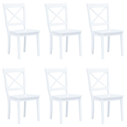 Dining Chairs 6 pcs White Solid Rubber Wood