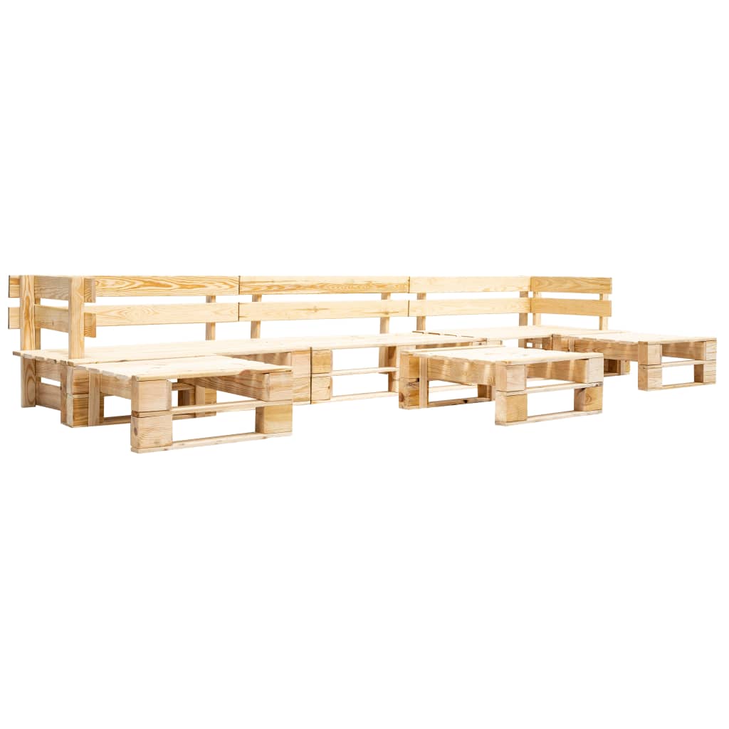 6 Piece Garden Pallet Lounge Set Natural Wood