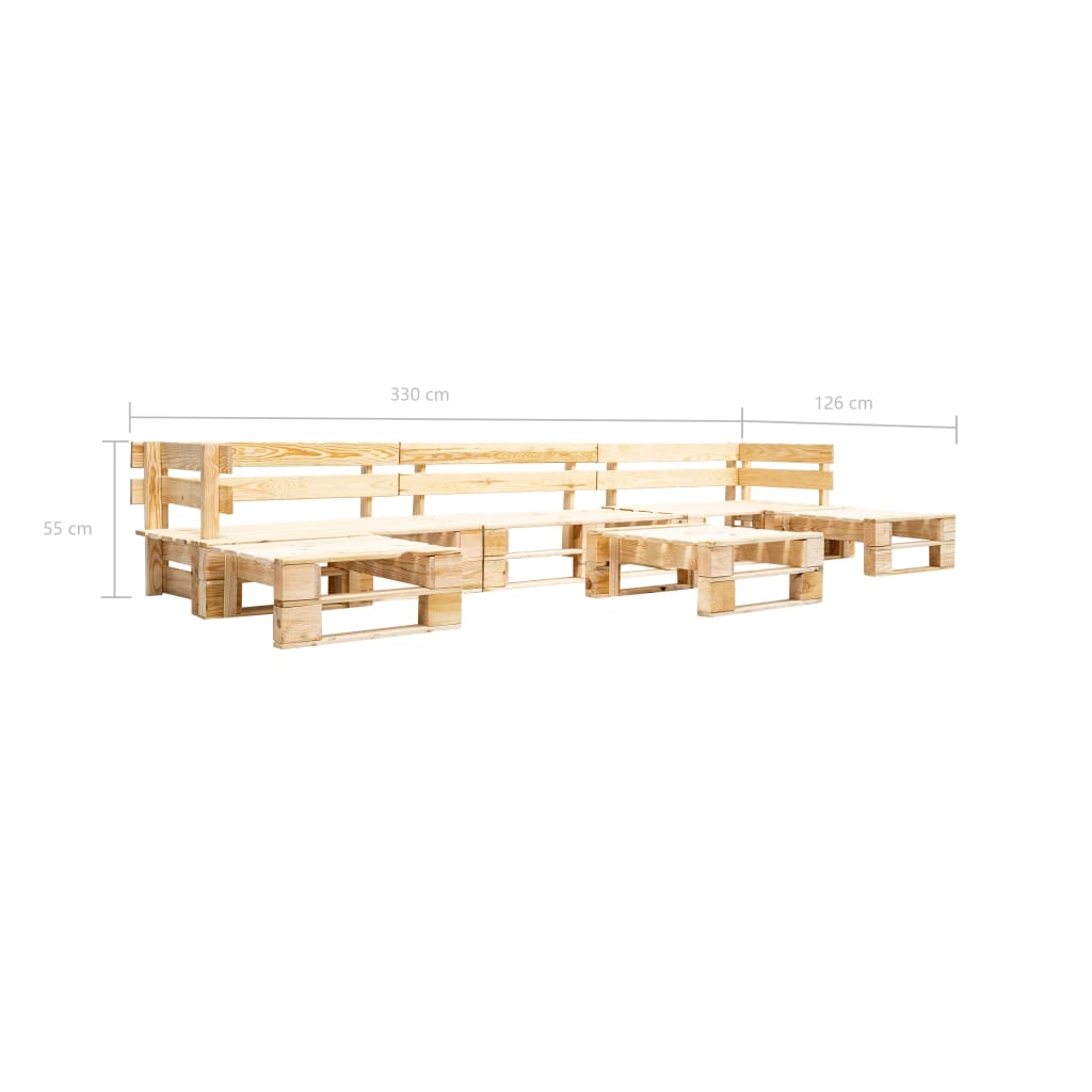 6 Piece Garden Pallet Lounge Set Natural Wood