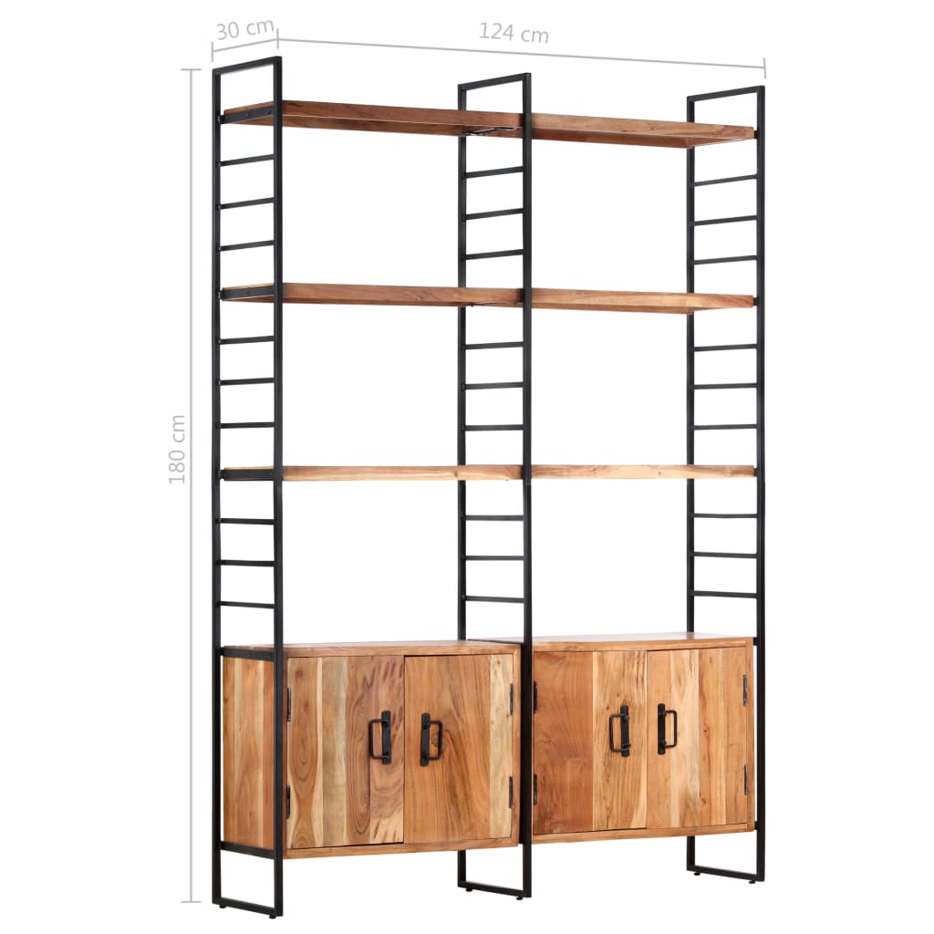 4-Tier Bookcase 124x30x180 cm Solid Acacia Wood