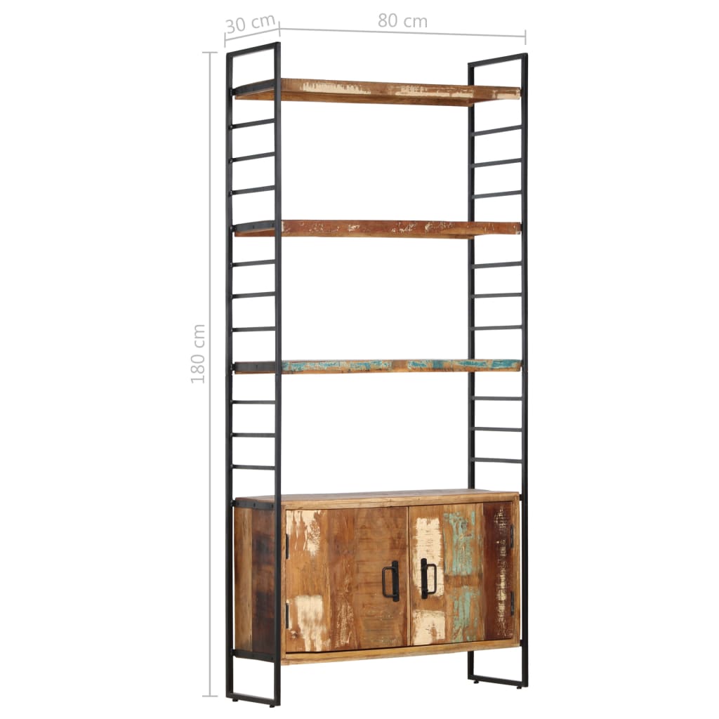 4-Tier Bookcase 80x30x180 cm Solid Reclaimed Wood