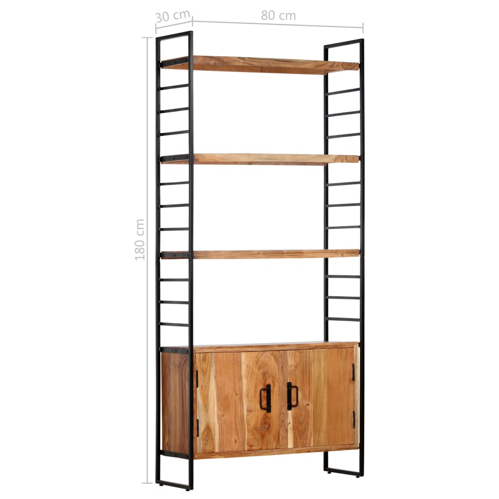 4-Tier Bookcase 80x30x180 cm Solid Acacia Wood