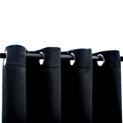 Blackout Curtains with Metal Rings 2 pcs Black 140x225 cm