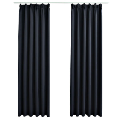 Blackout Curtains with Hooks 2 pcs Anthracite 140x225 cm