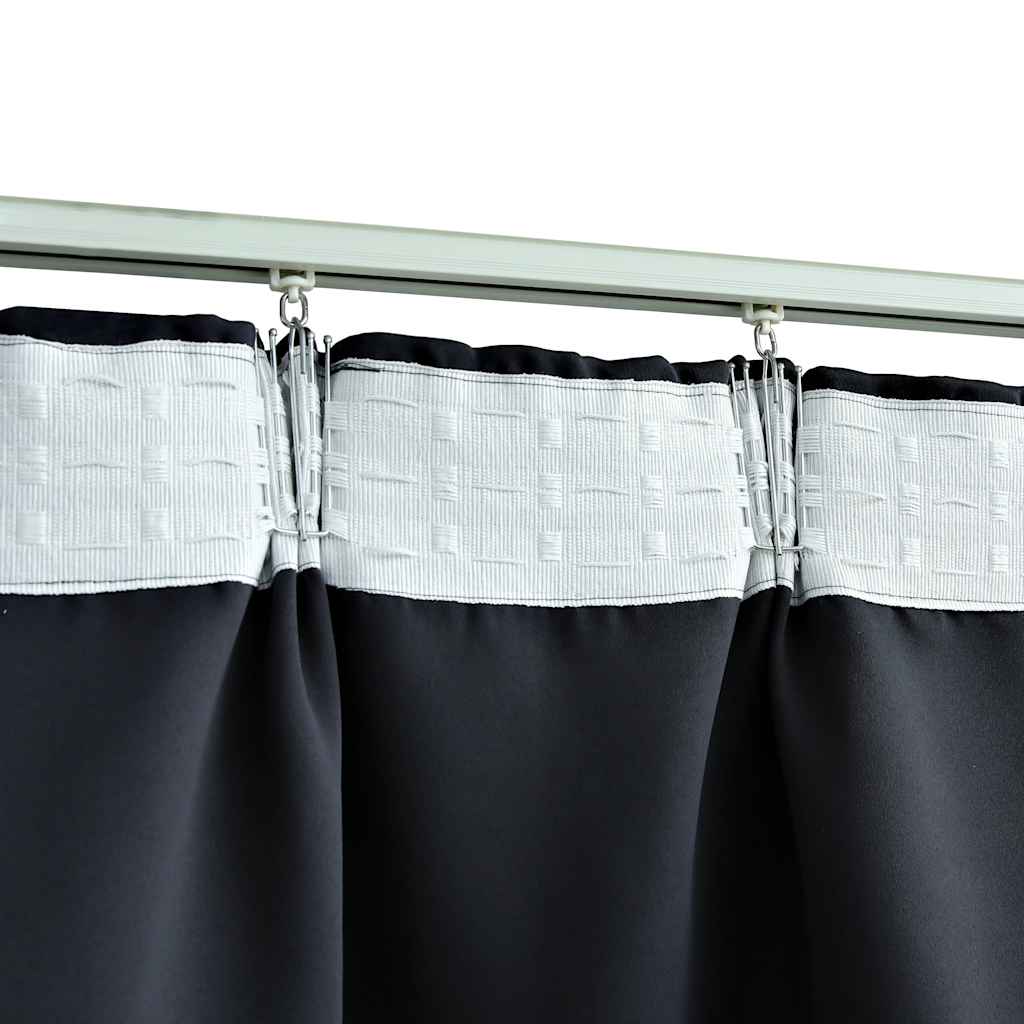 Blackout Curtains with Hooks 2 pcs Anthracite 140x225 cm