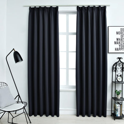 Blackout Curtains with Hooks 2 pcs Anthracite 140x225 cm