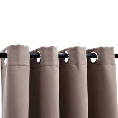 Blackout Curtains with Metal Rings 2 pcs Taupe 140x175 cm