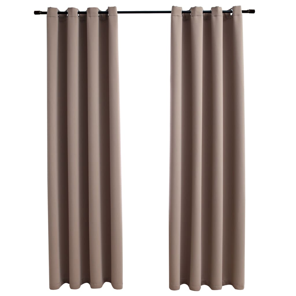 Blackout Curtains with Metal Rings 2 pcs Taupe 140x245 cm