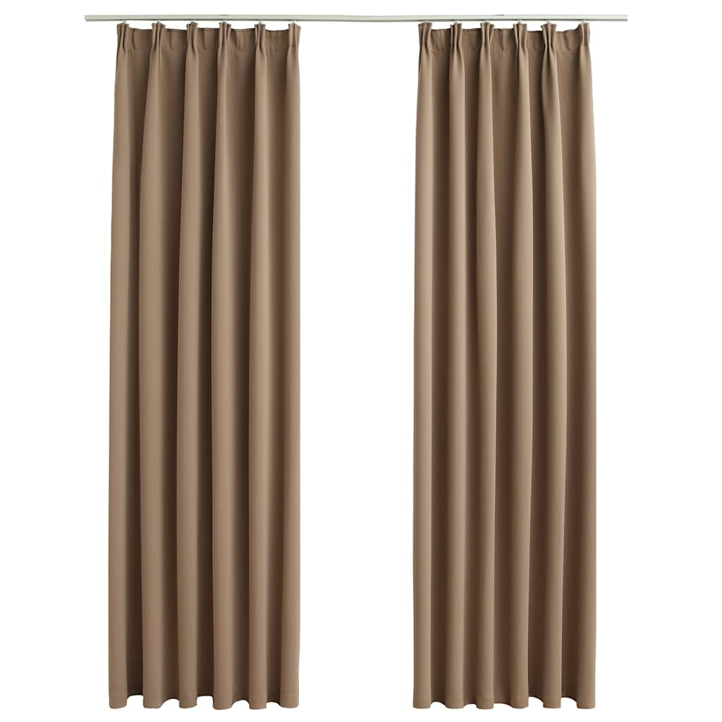 Blackout Curtains with Hooks 2 pcs Taupe 140x175 cm