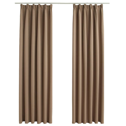 Blackout Curtains with Hooks 2 pcs Taupe 140x175 cm