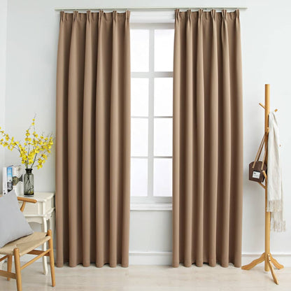 Blackout Curtains with Hooks 2 pcs Taupe 140x175 cm