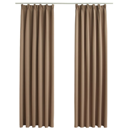 Blackout Curtains with Hooks 2 pcs Taupe 140x225 cm