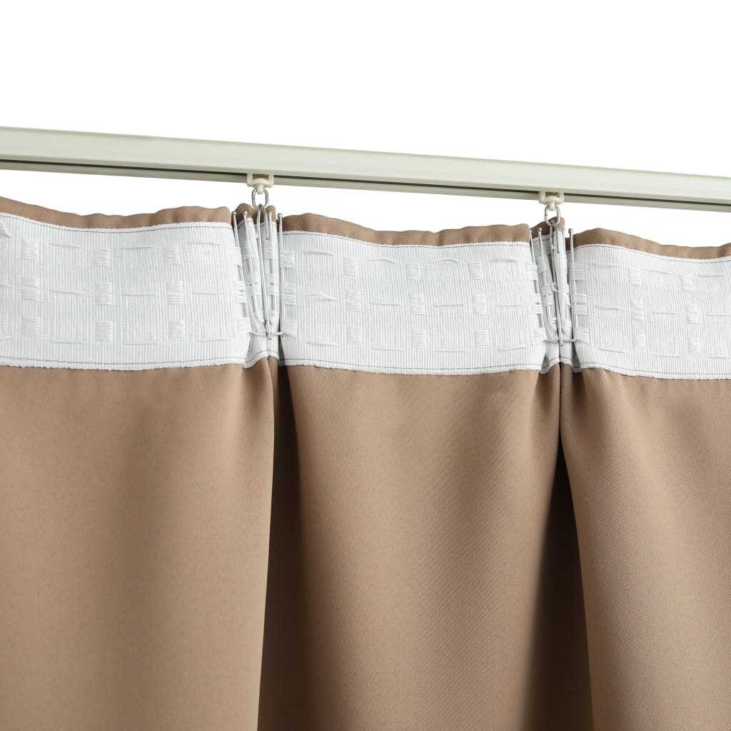 Blackout Curtains with Hooks 2 pcs Taupe 140x225 cm