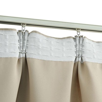 Blackout Curtains with Hooks 2 pcs Beige 140x175 cm