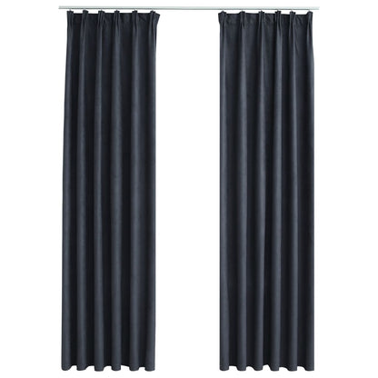 Blackout Curtains with Hooks 2 pcs Anthracite 140x175 cm
