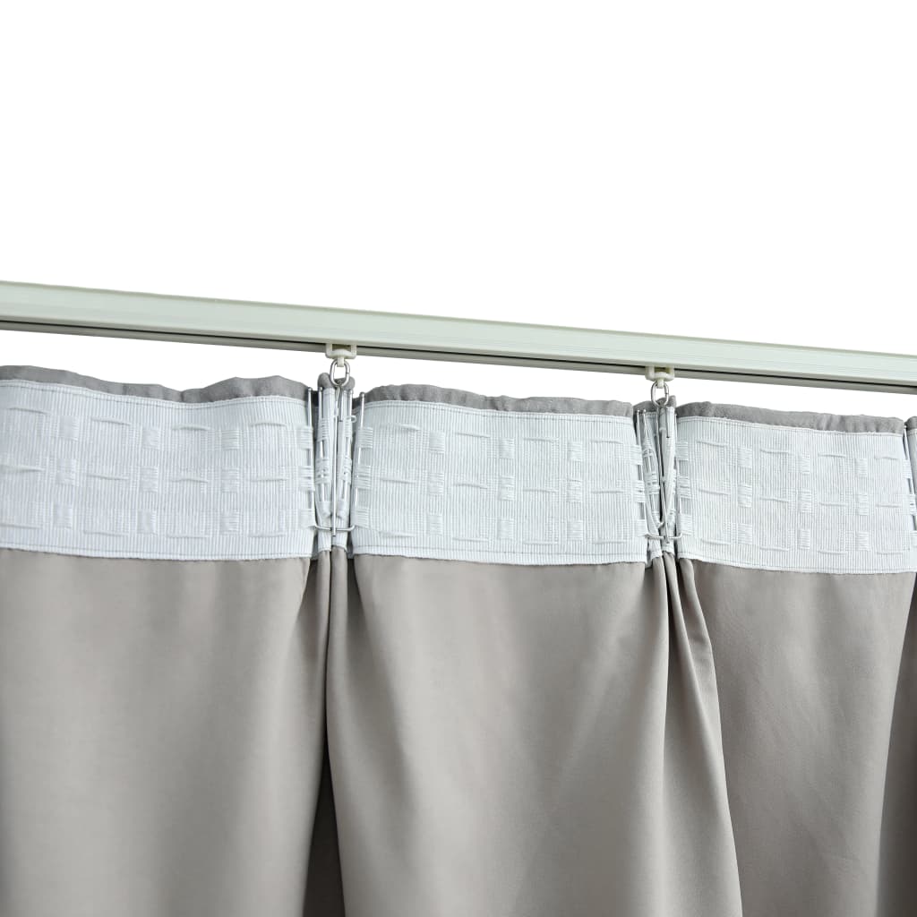 Blackout Curtains with Hooks 2 pcs Grey 140x225 cm