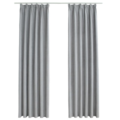 Blackout Curtains with Hooks 2 pcs Grey 140x245 cm