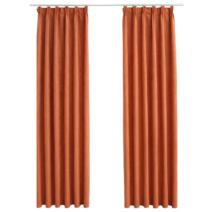 Blackout Curtains with Hooks 2 pcs Rust 140x175 cm