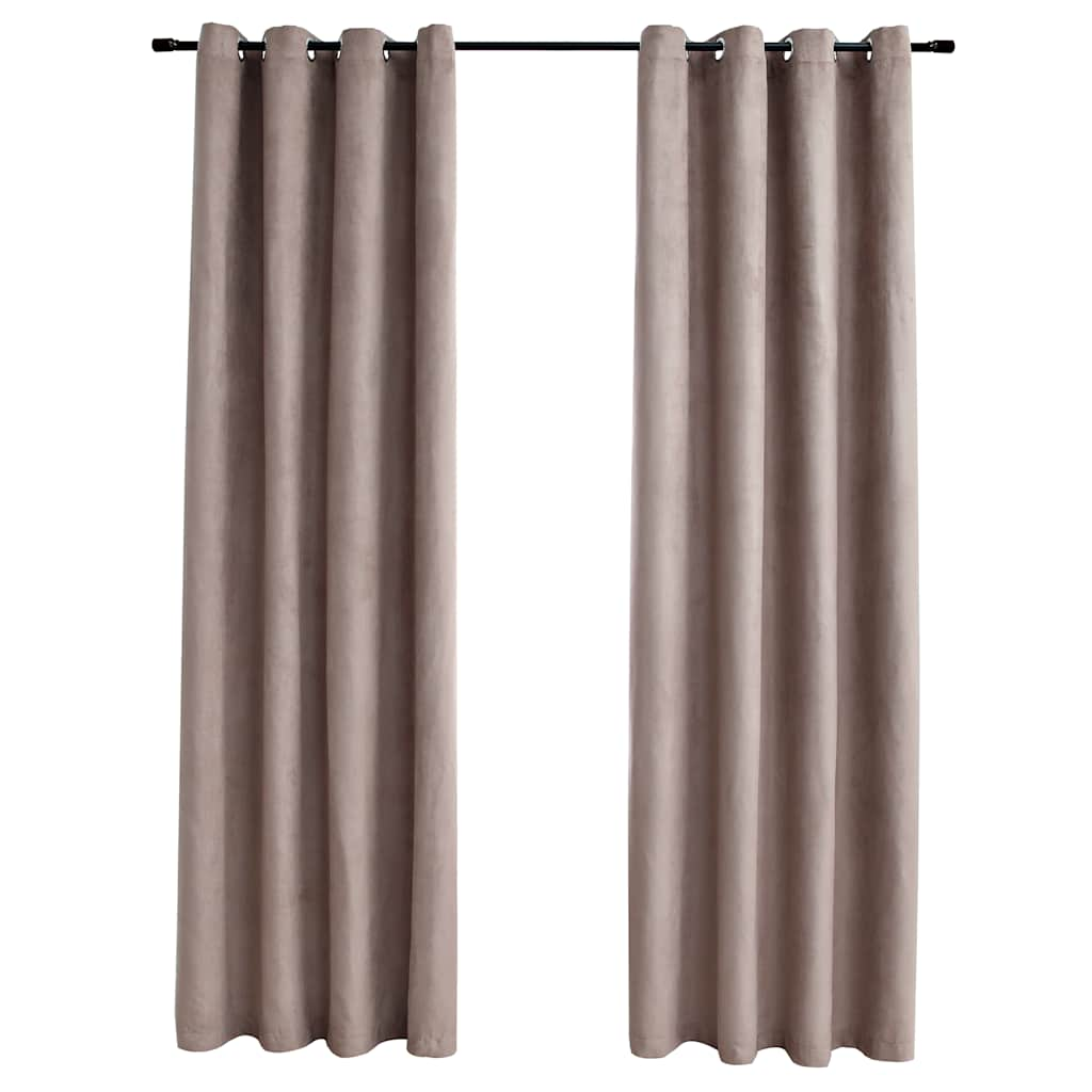 Blackout Curtains with Metal Rings 2 pcs Taupe 140x175 cm