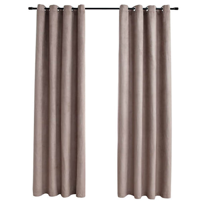 Blackout Curtains with Metal Rings 2 pcs Taupe 140x175 cm