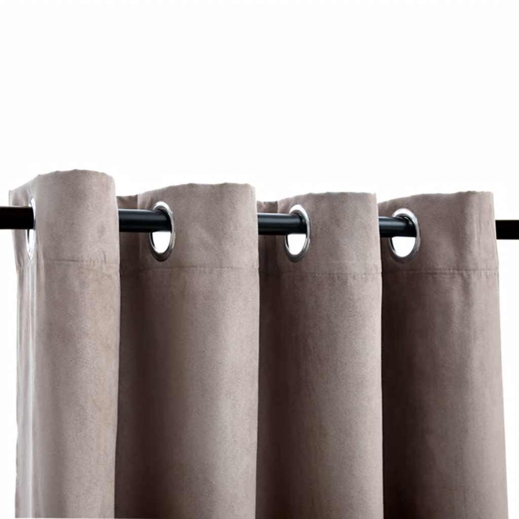 Blackout Curtains with Metal Rings 2 pcs Taupe 140x175 cm