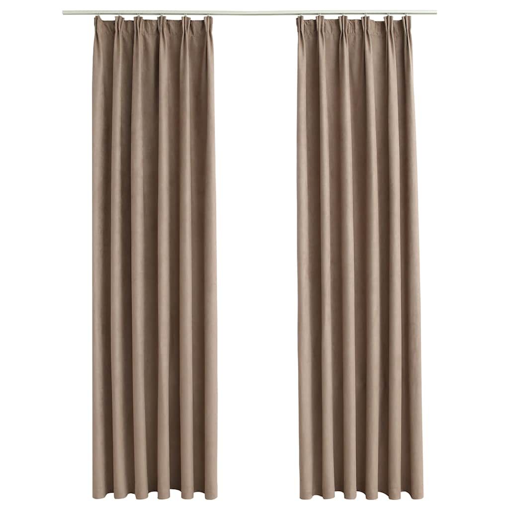 Blackout Curtains with Hooks 2 pcs Taupe 140x225 cm