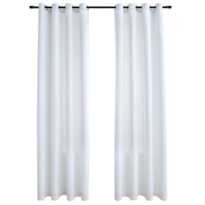 Blackout Curtains with Metal Rings 2 pcs Off White 140x175 cm