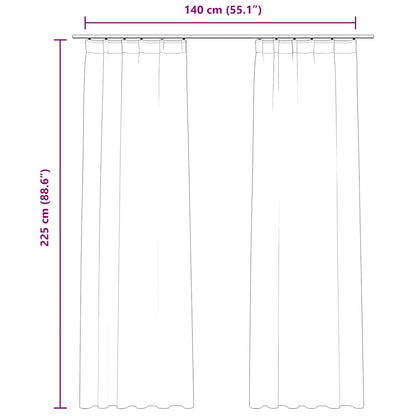 Blackout Curtains 2 pcs with Hooks Velvet Black 140x225 cm