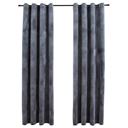 Blackout Curtains with Rings 2 pcs Velvet Anthracite 140x225 cm