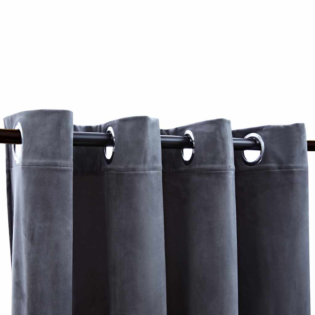 Blackout Curtains with Rings 2 pcs Velvet Anthracite 140x225 cm