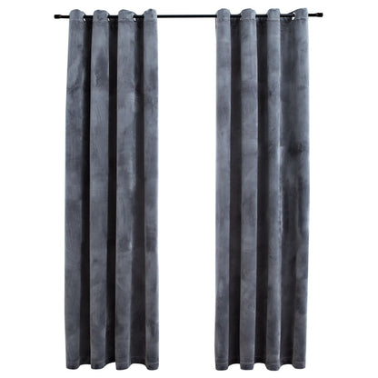 Blackout Curtains with Rings 2 pcs Velvet Anthracite 140x245 cm