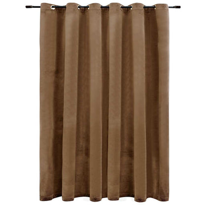 Blackout Curtain with Metal Rings Velvet Beige 290x245 cm