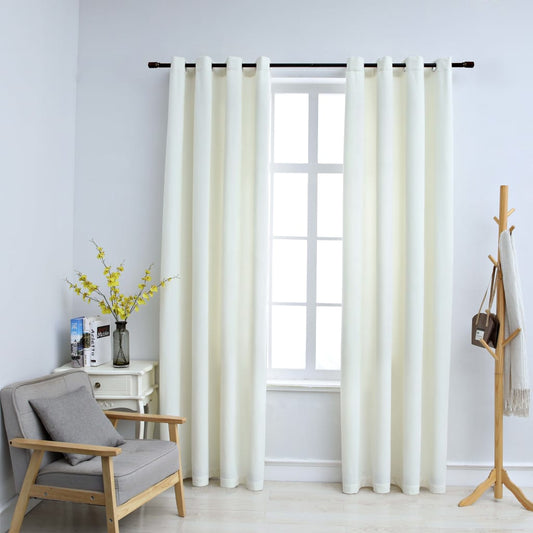 Blackout Curtains with Rings 2 pcs Velvet Cream 140x175 cm