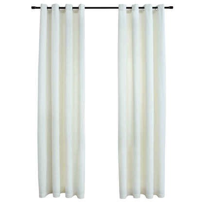 Blackout Curtains with Rings 2 pcs Velvet Cream 140x245 cm