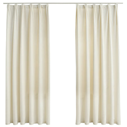 Blackout Curtains 2 pcs with Hooks Velvet Cream 140x175 cm