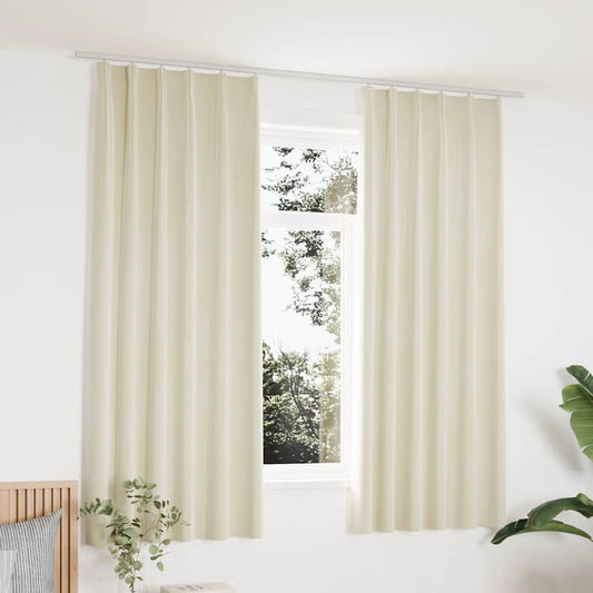 Blackout Curtains 2 pcs with Hooks Velvet Cream 140x175 cm