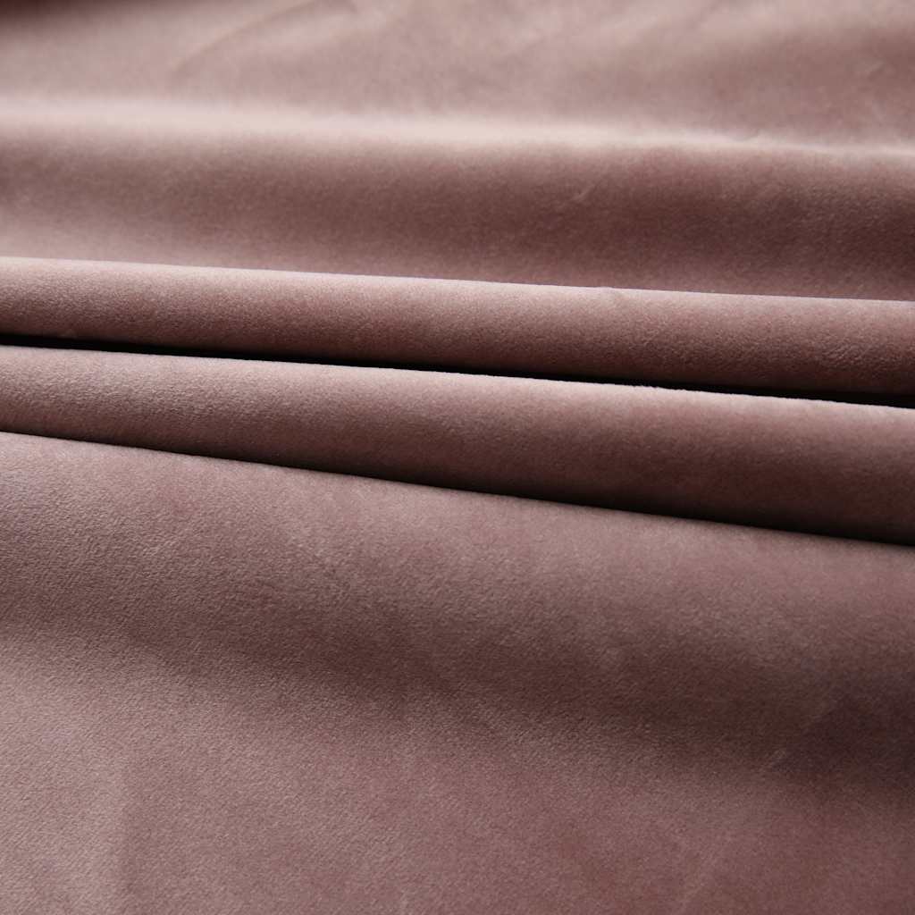 Blackout Curtains 2pcs with Hooks Velvet Antique Pink 140x175cm