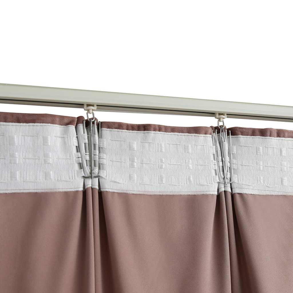 Blackout Curtains 2pcs with Hooks Velvet Antique Pink 140x225cm