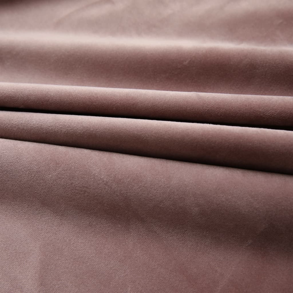 Blackout Curtains 2pcs with Hooks Velvet Antique Pink 140x245cm