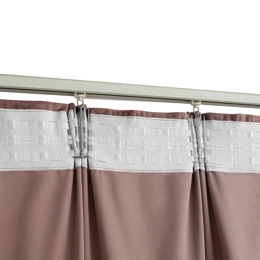 Blackout Curtains 2pcs with Hooks Velvet Antique Pink 140x245cm