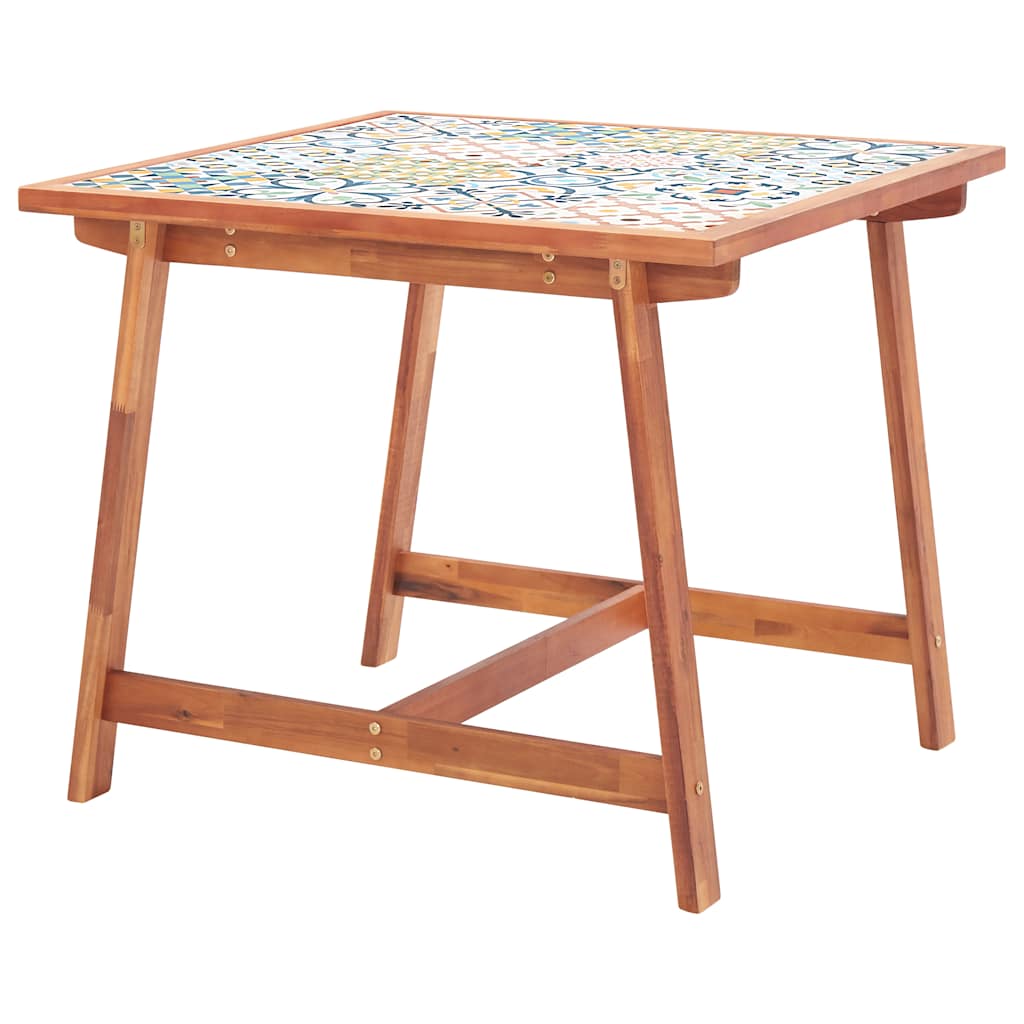 Garden Dining Table 88x88x75 cm Tile Top and Solid Acacia Wood